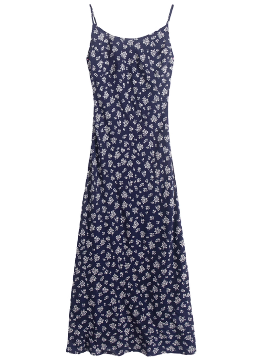 2025 Summer New French Deep V-neck Halter Waist A-line Sleeveless Short Dress R0910