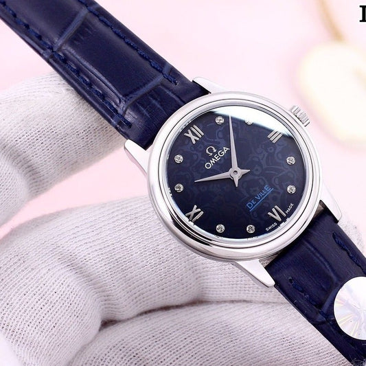DEVILLE PRESTIGE 28MM QUARTZ BLUE DIAL DIAMOND NUMERALS