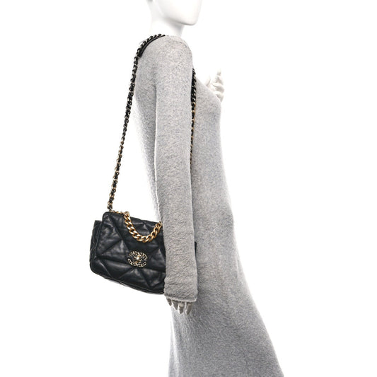 Lambskin Quilted Medium Chanel 19 Flap Black