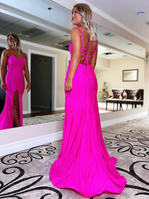 omberprom Mermaid Spaghetti Straps Jersey Prom Dress