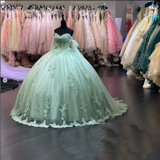 Princess Quinceanera Dresses Lace Off-Shoulder Sweet 16 Birthday Party Dress S4777