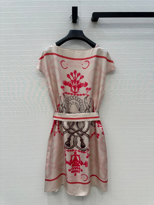 HM 25S Palefroi Remix Sleeveless Dress Graphic Print in Pink Silk