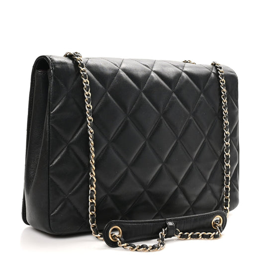 Lambskin Quilted Large Diamond CC Flap Black