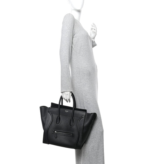 Drummed Calfskin Mini Luggage Black