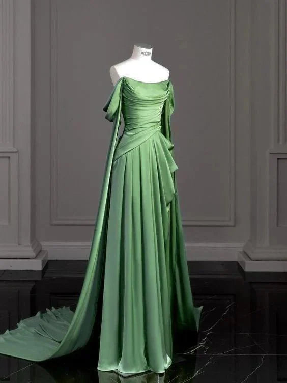 omberprom Elegant Formal Women's Dresses A Line Green Long Evening Dresses Formal Party Dress