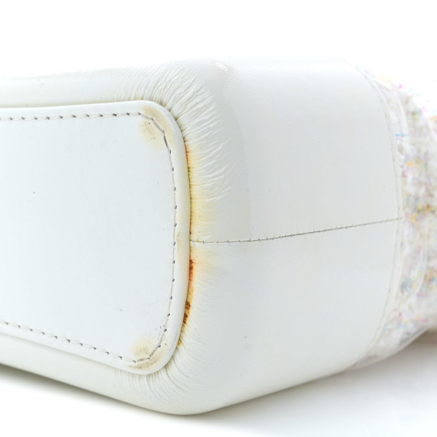 Tweed PVC Patent Chevron Quilted Medium Gabrielle Hobo White
