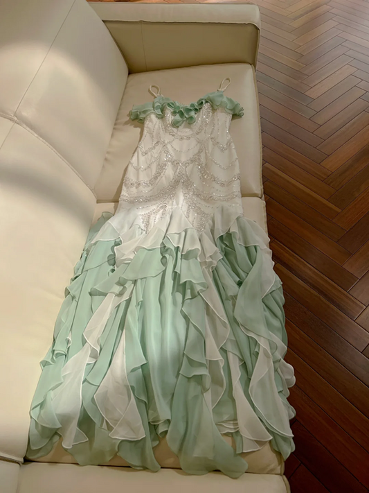 Elegant halter ruffle neckline, slim waist and hip-hugging irregular skirt homecoming dress R5176