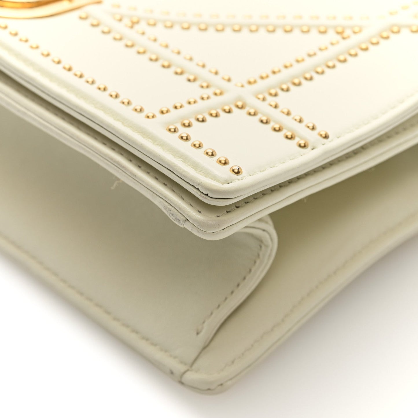 Lambskin Studded Small Diorama Flap Bag Latte