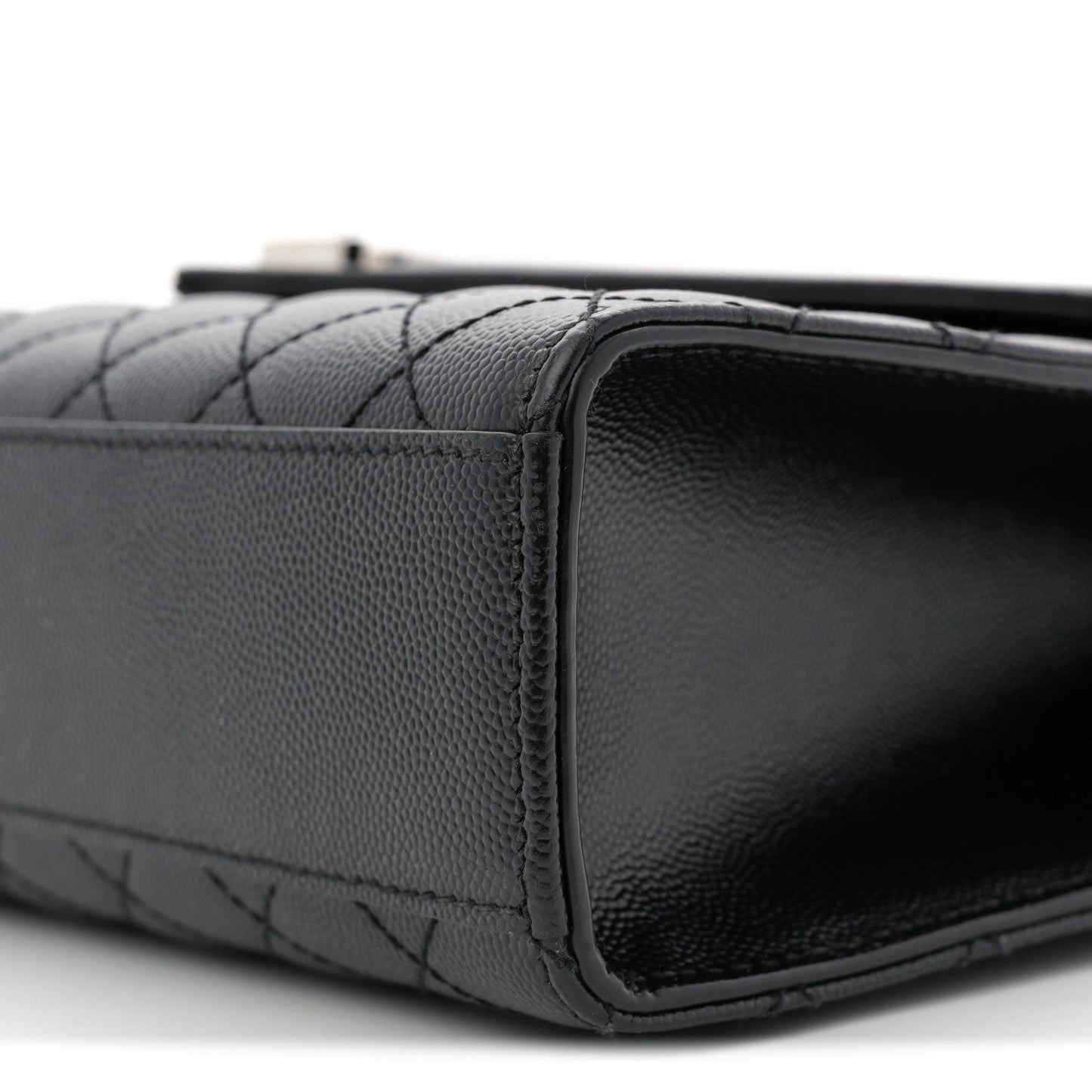 Grain De Poudre Textured Mixed Matelasse Large Triquilt Monogram Satchel Black