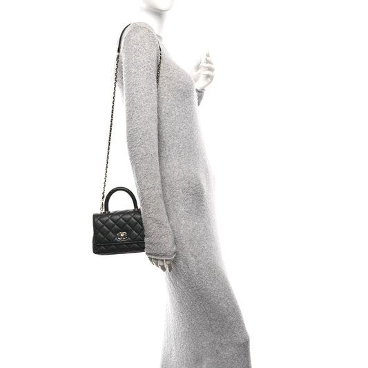 Caviar Quilted Extra Mini Coco Handle Flap Black