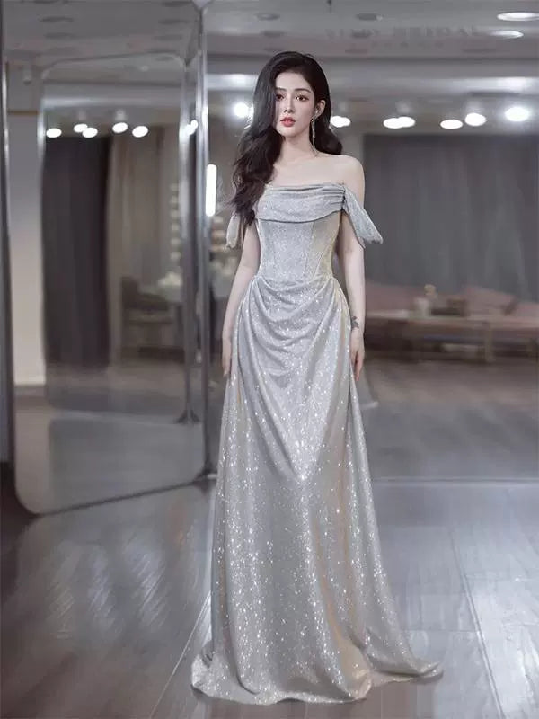 Elegant Shinny Evening Gowns Off Shoulder Long Prom Dress S7212