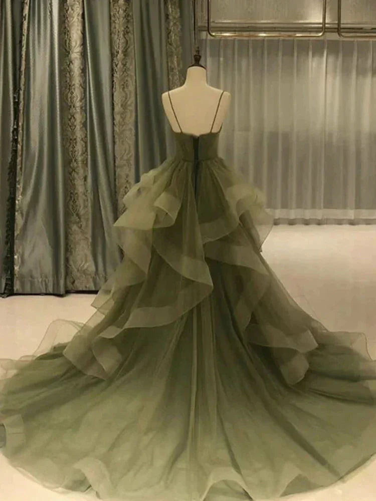 omberprom Elegant Dress For Formal Spaghetti Strap Green A Line Long Prom Dress Formal Evening Gown Party Dress