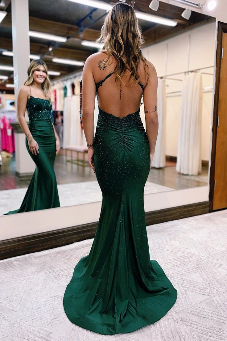 Off The Shoulder Charming Long Mermaid Sexy Green Women Prom Dresses TP81