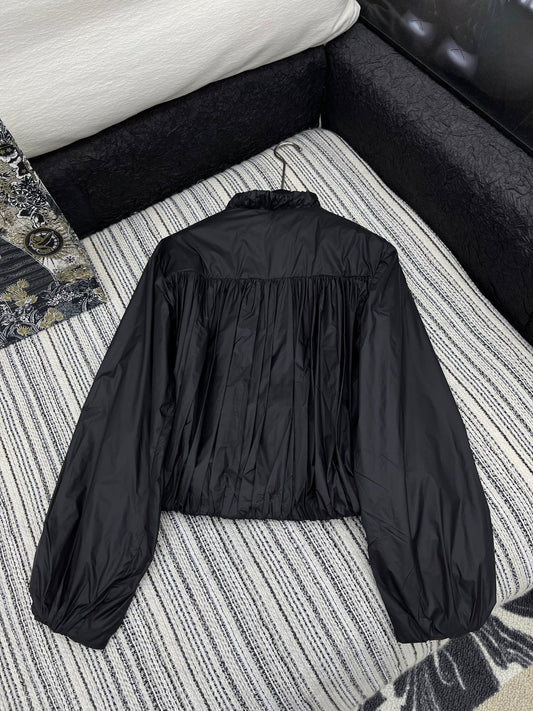 Moncle 25 Stand-Up Collar Double Zip Jacket Black Cotton and Polyester 267979
