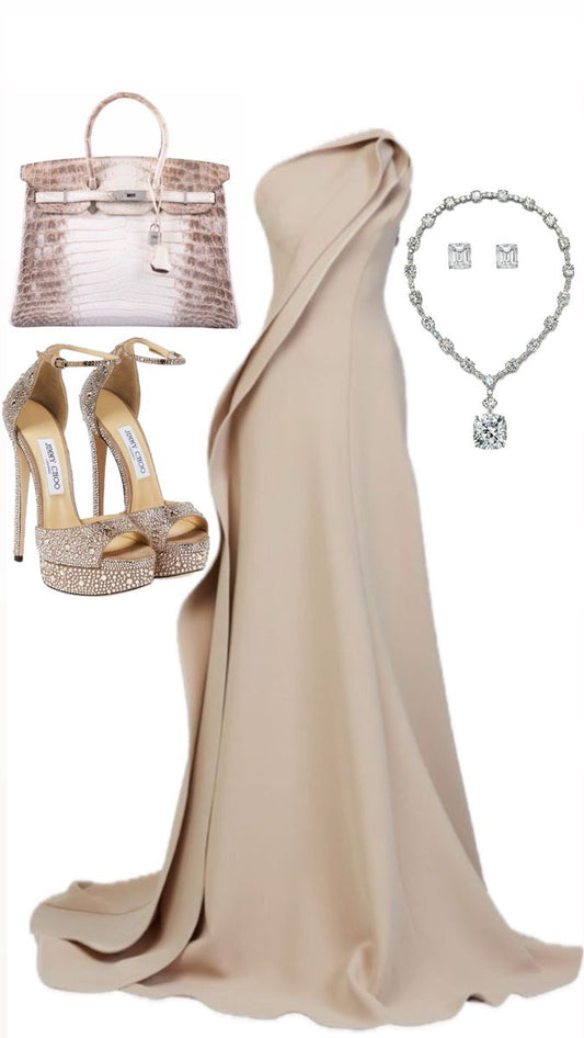 Champagne Prom Dress Long Evening Dress S7017