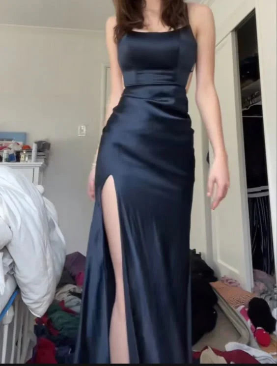 omberprom Fashion Formal Dresses Spaghetti Straps Satin Long Prom Dress Slit Formal Evening Dress Prom Dresses Shops
