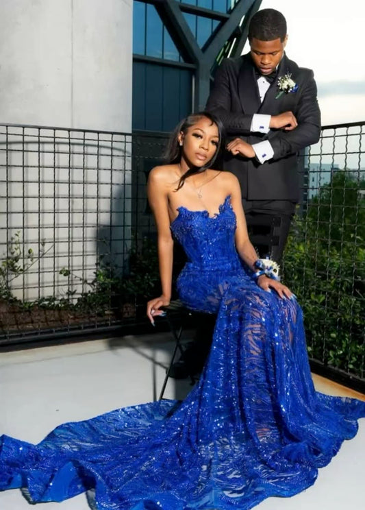 Royal Blue Mermaid Long Prom Dress,Elegant Evening Dress S7249