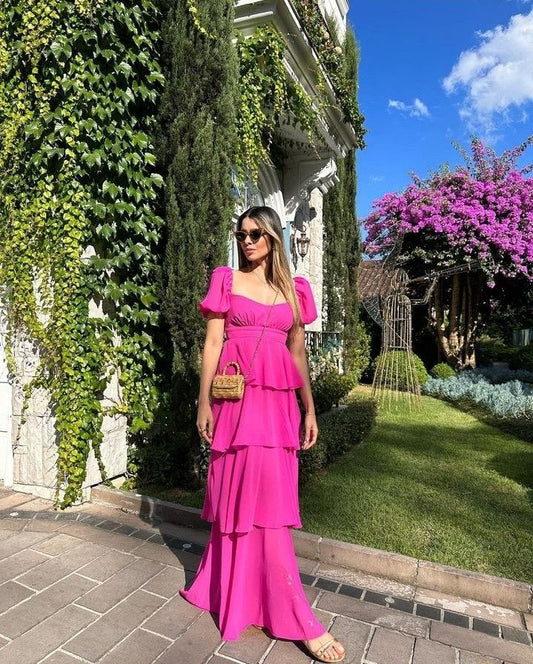 A Line Fuchsia Prom Dress Long Evening Party Dress S7019