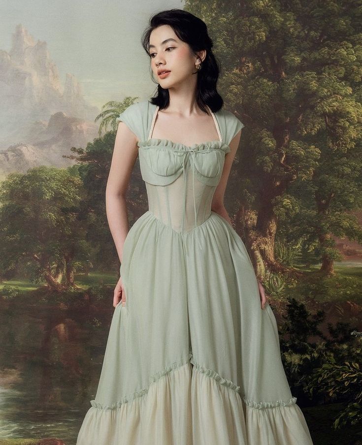 A Line Green Long Evening Dresses Prom Gown S6970