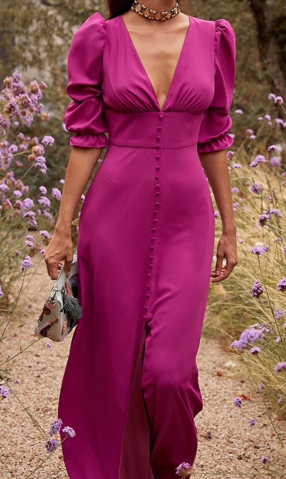 Women s V Neck Evening Dress Half Sleeves New Fashion Gown