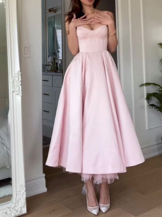Women s Sleeveless Midi Dress Pink Evening Gown