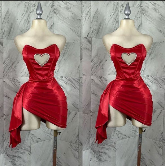 Red Short Party Dress, Birthday Outfits, Homecoming Dress S6986