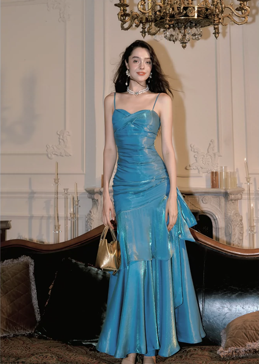 Mermaid Princess Blue Dress mermaid evening dress long party dress S5975