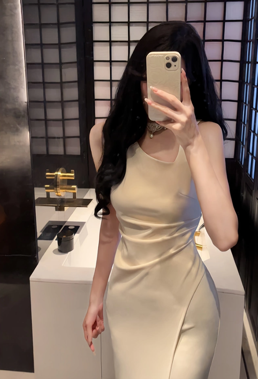 white simple dress long party dress S6057