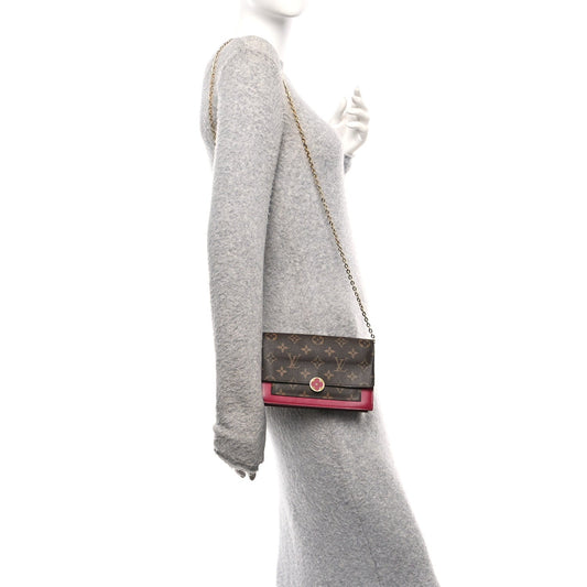 Monogram Flore Chain Wallet Fuchsia