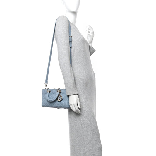 Lambskin Cannage Medium Lady D-Joy Light Blue