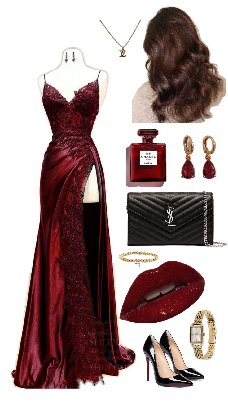 Elegant Burgundy Straps Appliques Mermaid Long Slit Slit Prom Dress Y7711