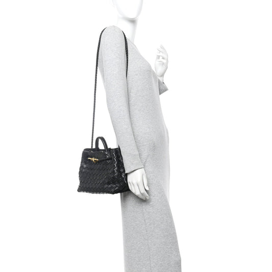 Nappa Intrecciato Small Andiamo Shoulder Bag Black