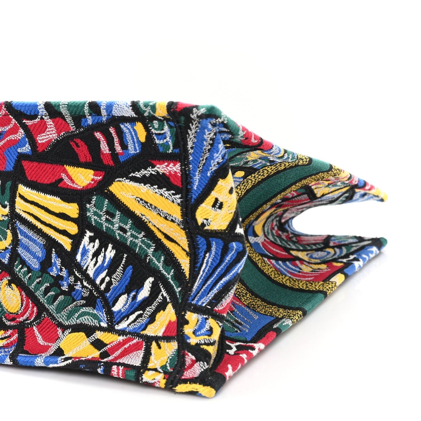 Canvas Embroidered Butterfly Book Tote Black Multicolor