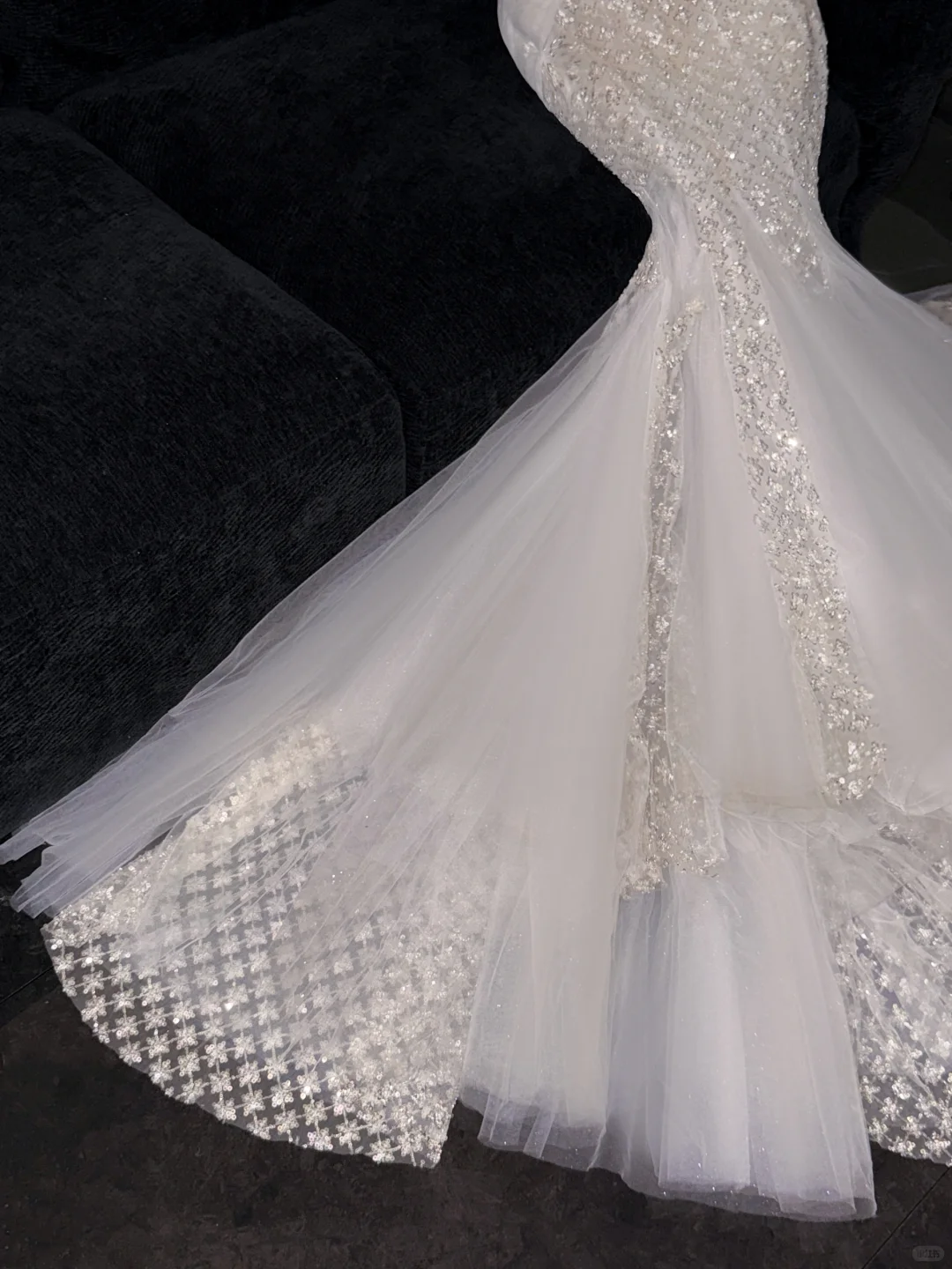 Gorgeous Ivory Sweetheart Tulle Sparkling Sequin Design Elegant Mermaid Floor-length Wedding Dress TP4170