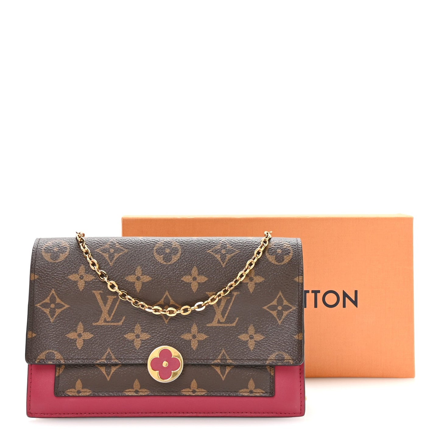 Monogram Flore Chain Wallet Fuchsia