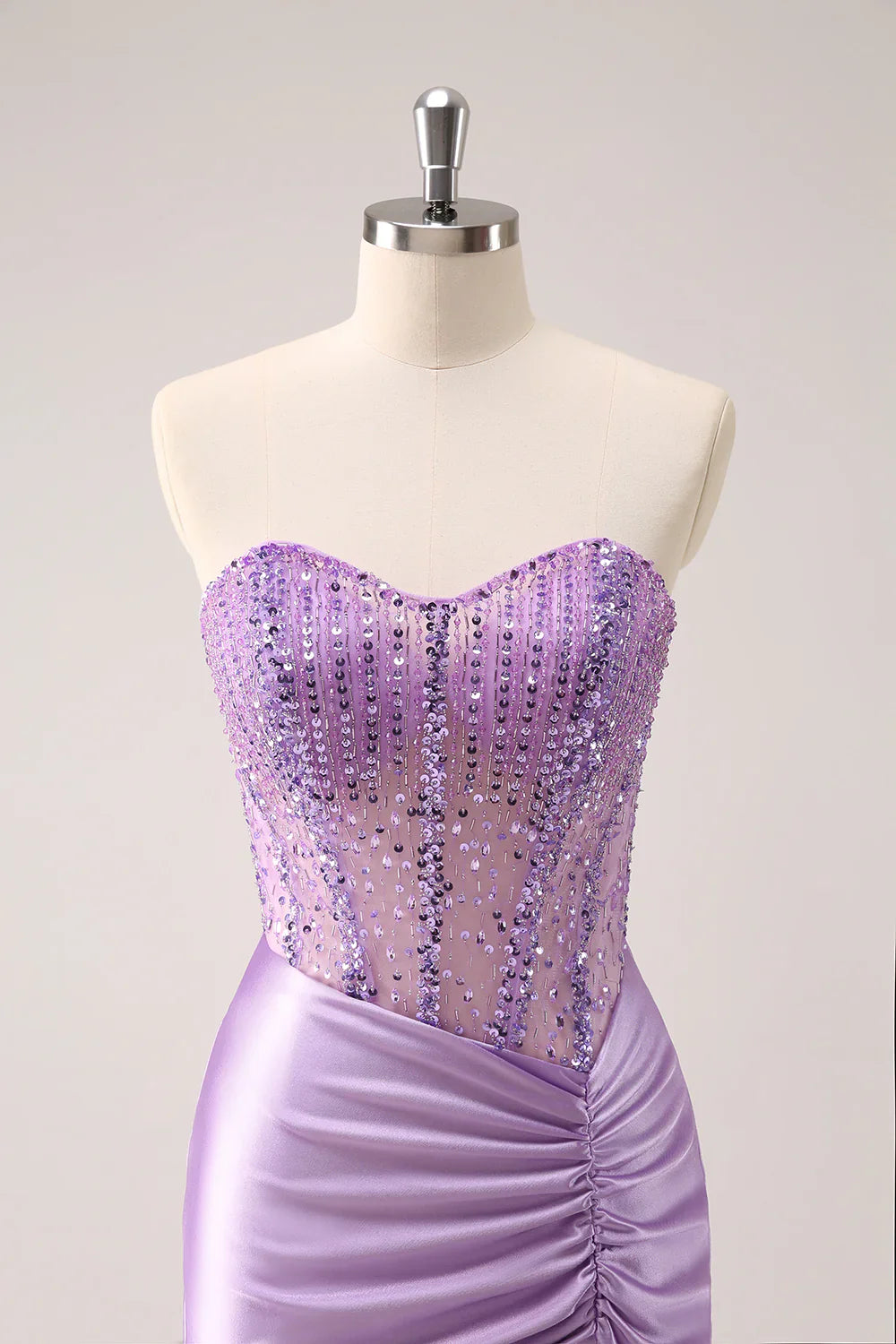 omberprom Charming Homecoming Dress Bodycon Strapless Sequins Ruched with Beading Sparkly