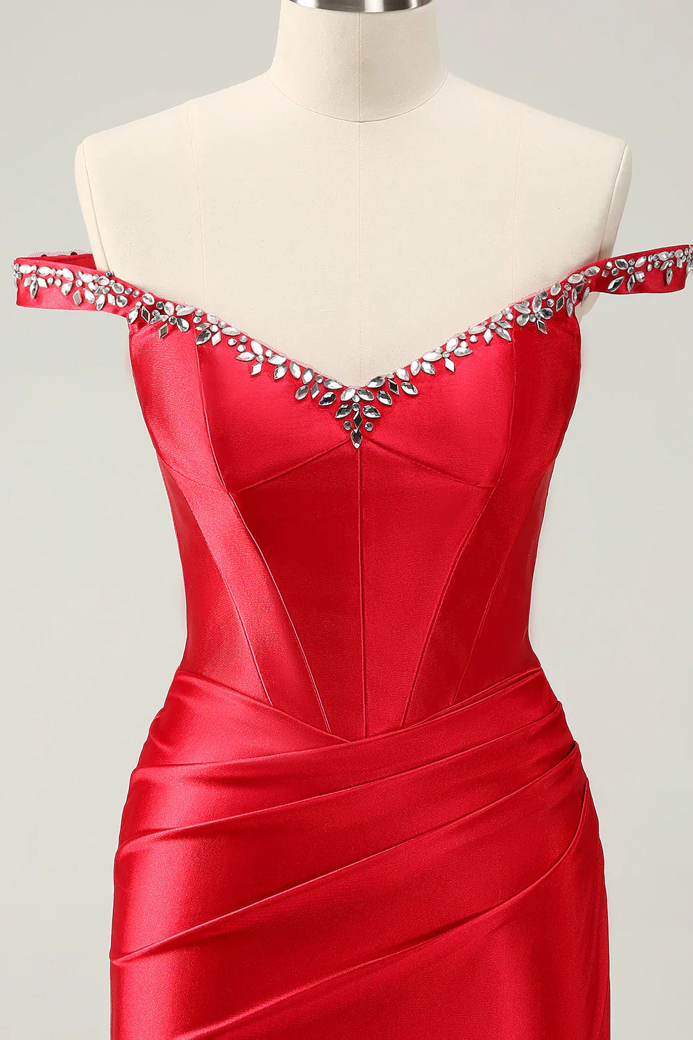omberprom Charming Homecoming Dress Sheath Off The Shoulder Pleated Graduation Dress with Rhinestones