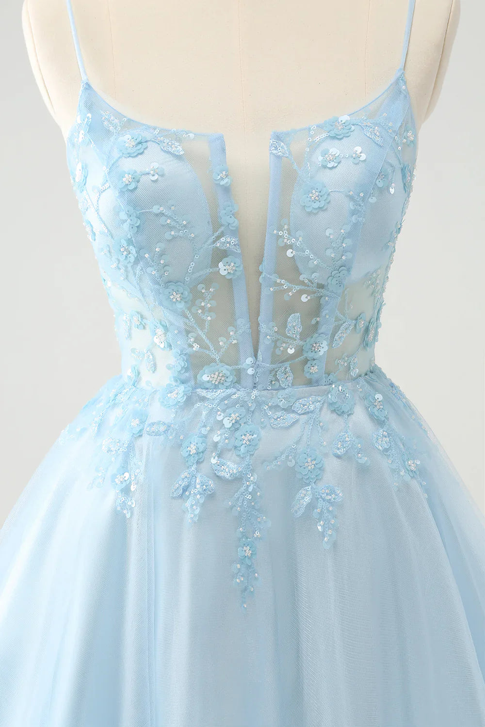 omberprom Cute Homecoming Dress Sparkly Blue A Line Sequins Corset with Lace Up Back