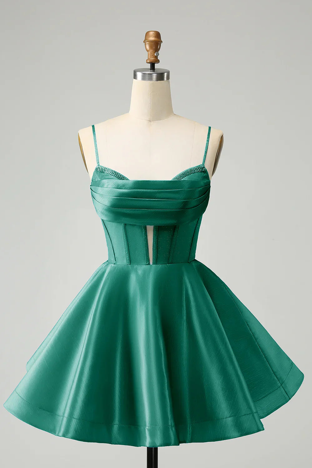 omberprom A Line Homecoming Dress Blue Spaghetti Straps Corset Short with Beading