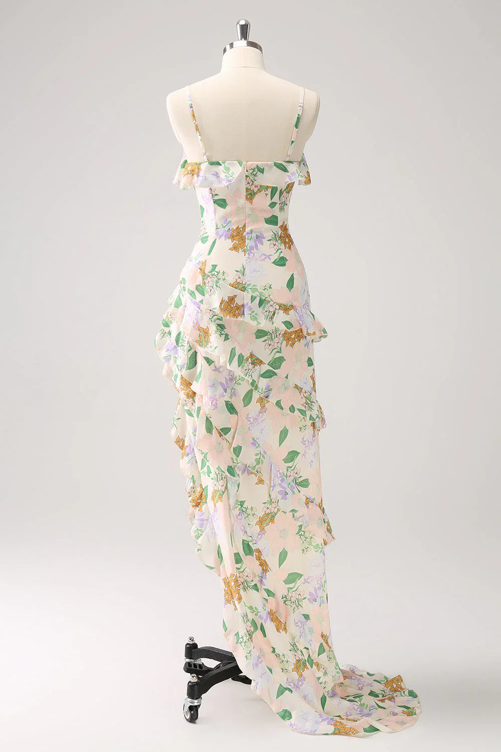 omberprom Fashion Wedding Party Dress Mixed Flower Asymmetrical Ruffled Evening Dress
