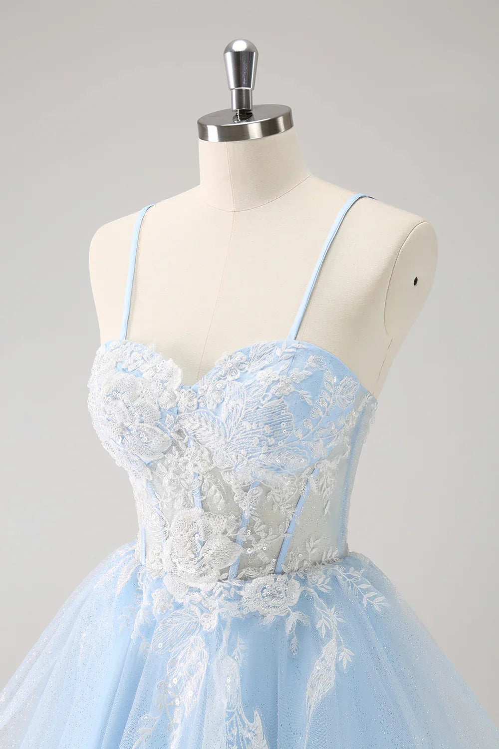 omberprom A Line Graduation Dresses Blue Homecoming Dress with Appliques Charming Evening Party Dress
