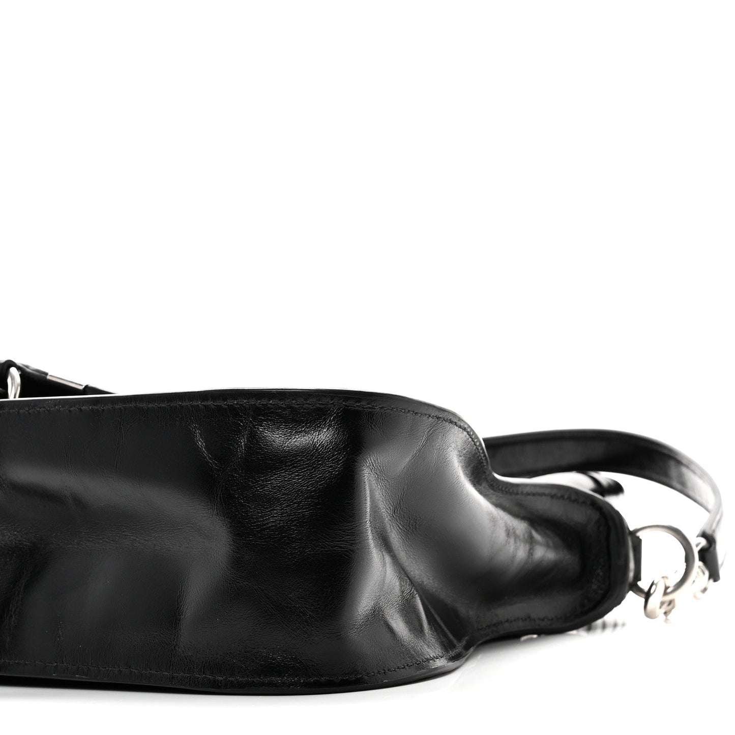 Natural Shiny Calfskin Small Marcie Satchel Black
