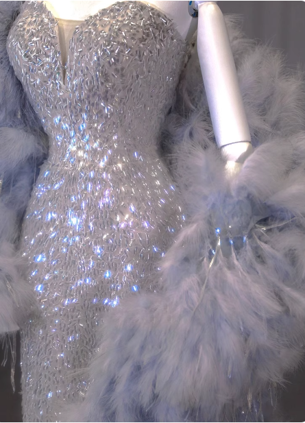 Luxurious Shiny Silver Mermaid Sweetheart Neck Sequin Long Prom Dress Evening Dress P4431