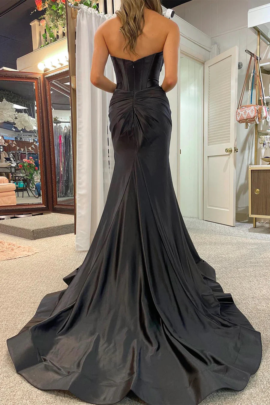 Strapless Keyhole Mermaid Long Dress with Slit TP76