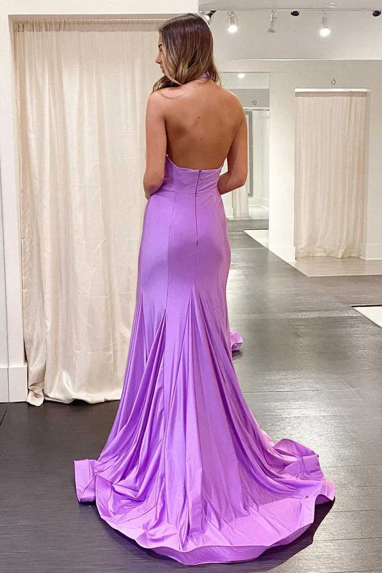 Lilac Trumpet Cross Front Long Formal Dress TP69