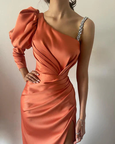 CLASSY LONG FRONT SPLIT LONG EVENING PARTY GOWNS WITH LONG SLEEVE TP60