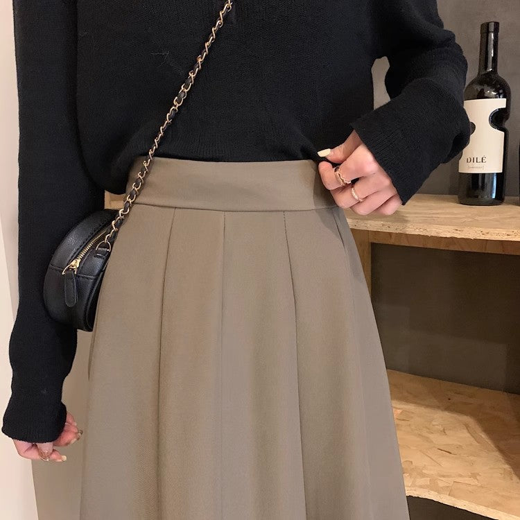 Black skirt women's A-line skirt S3413