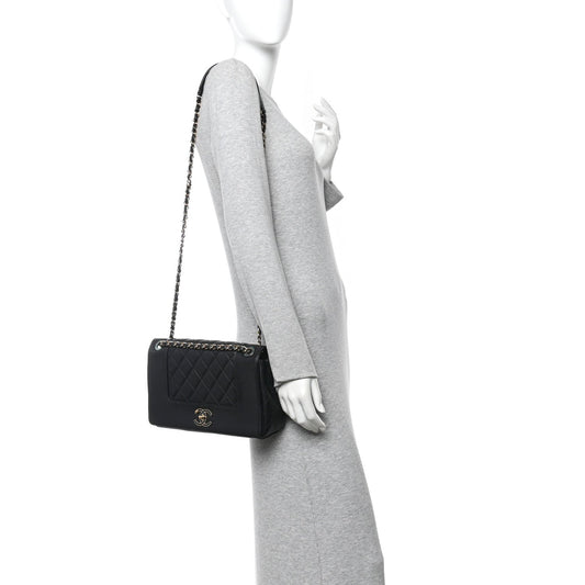 Sheepskin Quilted Vintage Mademoiselle Flap Black
