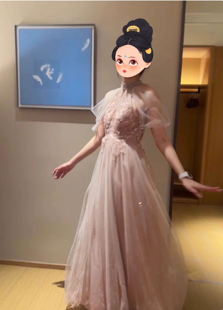 Elegant Pink A-line Halter Tulle Long Prom Dress Evening Dress P4483