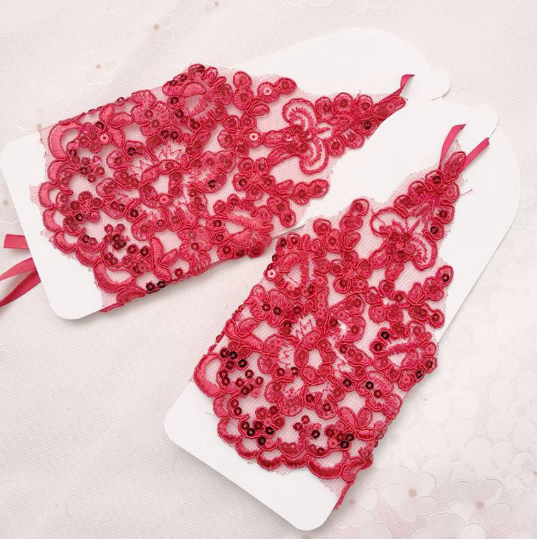 Lace diamond children's wedding dress flower girl dress girl performance dance gloves decoration S6231